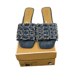 Michael Kors Woman's Tessa Mule Denim Heels Size 8.5M Slides Backless 2.5 Heel